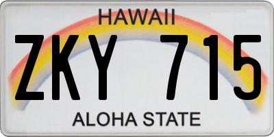 HI license plate ZKY715