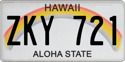 HI license plate ZKY721