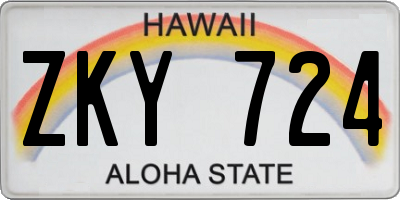 HI license plate ZKY724