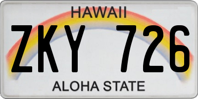 HI license plate ZKY726