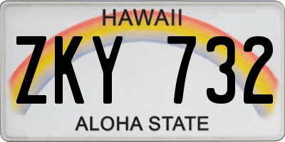 HI license plate ZKY732