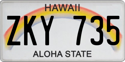 HI license plate ZKY735