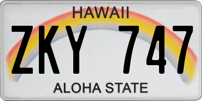 HI license plate ZKY747