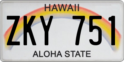 HI license plate ZKY751