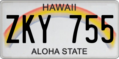 HI license plate ZKY755