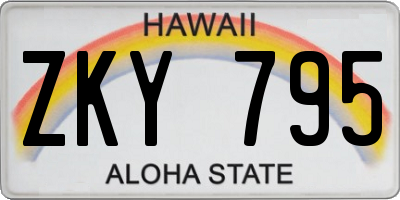 HI license plate ZKY795
