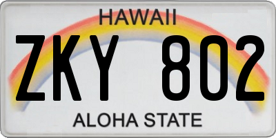 HI license plate ZKY802