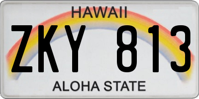 HI license plate ZKY813