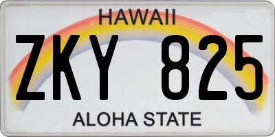 HI license plate ZKY825