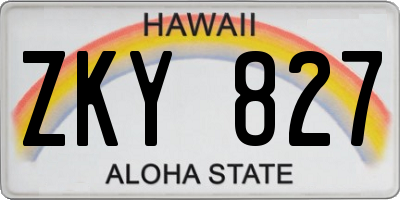 HI license plate ZKY827