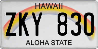 HI license plate ZKY830