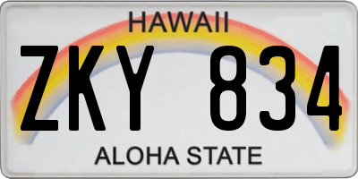 HI license plate ZKY834