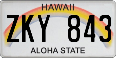 HI license plate ZKY843
