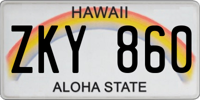 HI license plate ZKY860