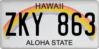 HI license plate ZKY863