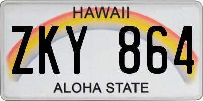 HI license plate ZKY864