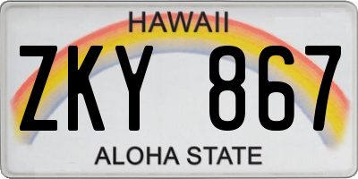 HI license plate ZKY867