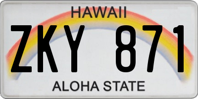 HI license plate ZKY871