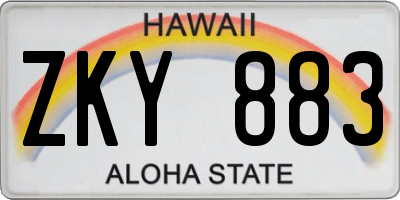 HI license plate ZKY883