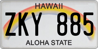 HI license plate ZKY885