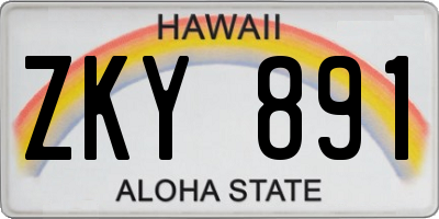 HI license plate ZKY891