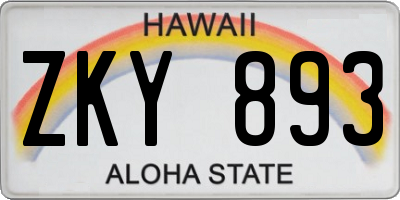 HI license plate ZKY893