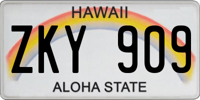 HI license plate ZKY909