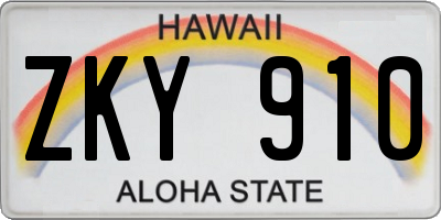 HI license plate ZKY910
