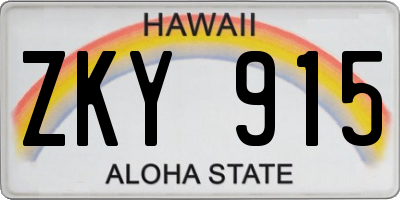HI license plate ZKY915