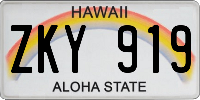 HI license plate ZKY919