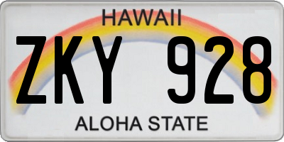 HI license plate ZKY928