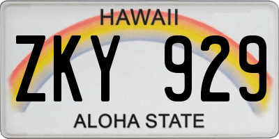 HI license plate ZKY929
