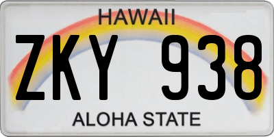 HI license plate ZKY938