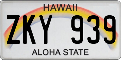 HI license plate ZKY939