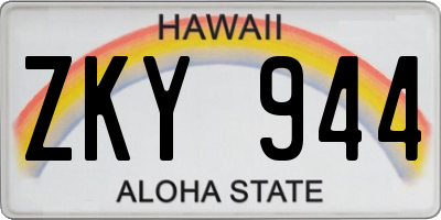 HI license plate ZKY944