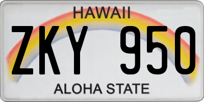 HI license plate ZKY950