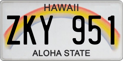 HI license plate ZKY951