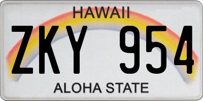 HI license plate ZKY954