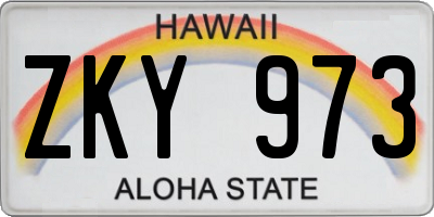 HI license plate ZKY973