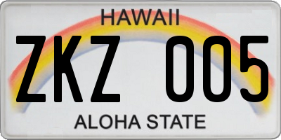 HI license plate ZKZ005