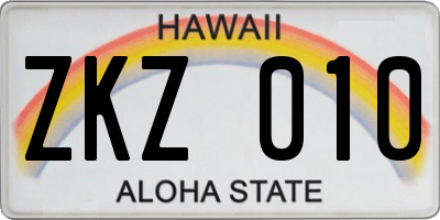 HI license plate ZKZ010