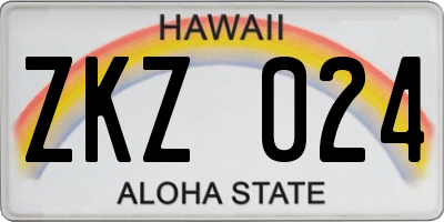 HI license plate ZKZ024