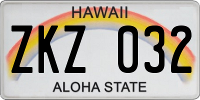 HI license plate ZKZ032