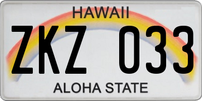 HI license plate ZKZ033