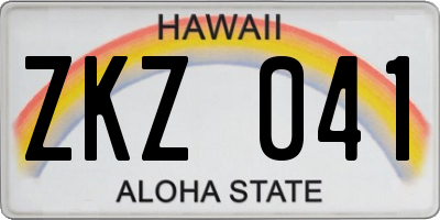HI license plate ZKZ041