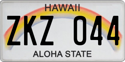 HI license plate ZKZ044