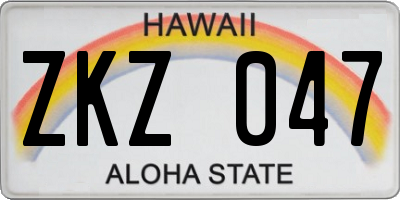 HI license plate ZKZ047