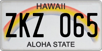HI license plate ZKZ065