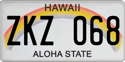 HI license plate ZKZ068