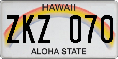 HI license plate ZKZ070